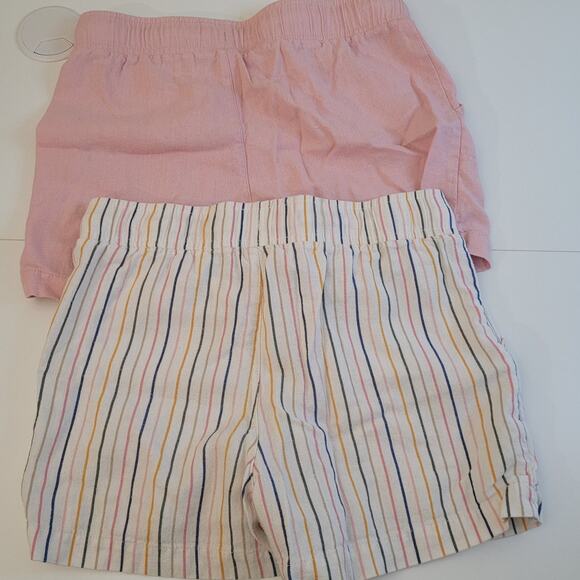 Girls Linen Blend Shorts Set of 2 Size M 10-12 Summer Striped & Pink Vacation - Picture 3 of 4